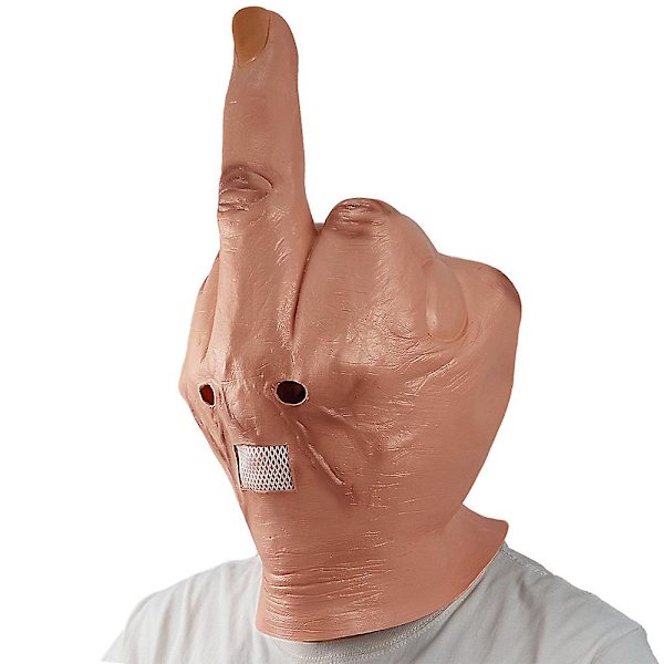 Halloween Party Latex Helhuvud Mask Mellanfinger Huvudbonader Rekvisita