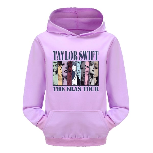 3-16 år barn Pop Taylor Swift The Eras Tour tryckt huvtröja flickor pojkar huvtröja pullover toppar Purple 7-8T 130CM