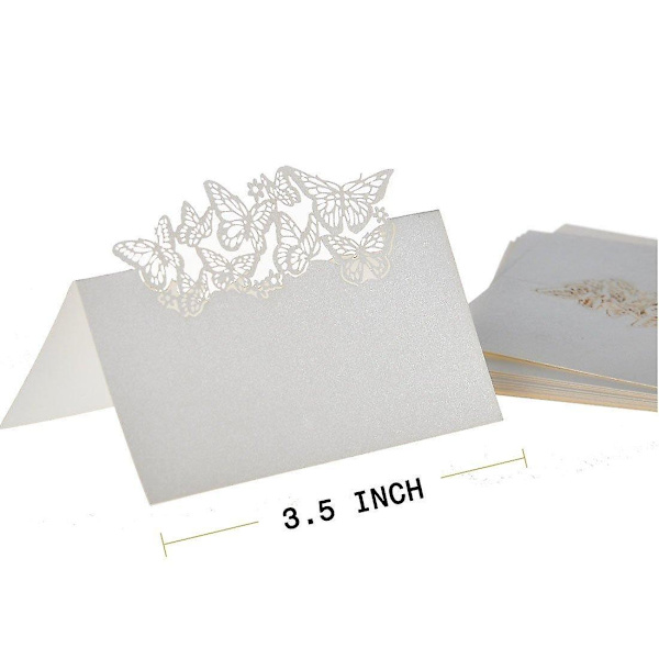 50 Sommerfugler Laser Cut Navn Bordkort Bryllup Gjestebord Kort Hvit