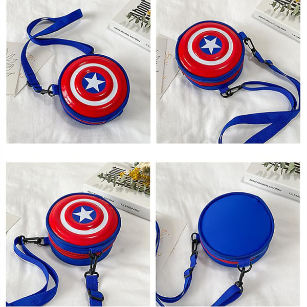 Kids Spiderman Captain America Mini Messenger Bag Axelväska Rund Väska Presenter Sky Blue