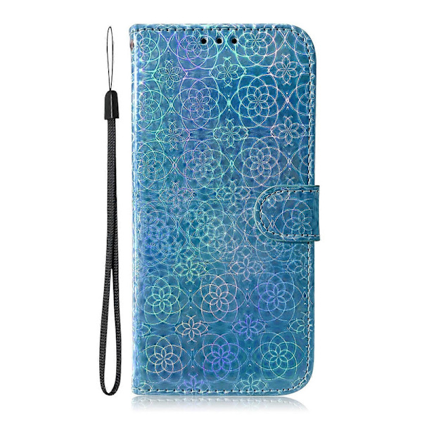 Färgglatt magnetiskt läderfodral med spänne för iPhone 14 Plus Blue