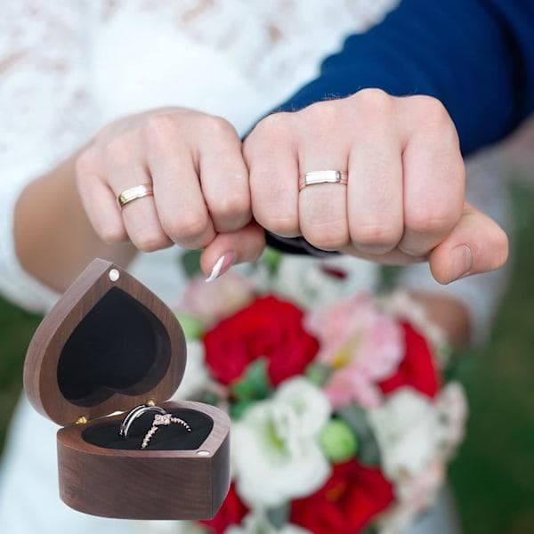 Vigselsringboks Forlovelsesringboks Hjerte Forlovelsesringholderboks, Tre Ringetui Ring Gaveeske