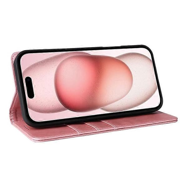Kompatibel med iPhone 15 Plus / 14 Plus Fodral RFID PU Läder Plånboksstativskydd Pink
