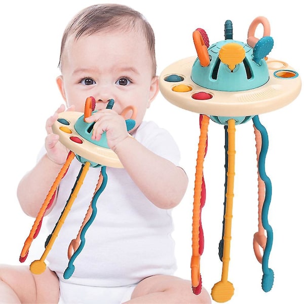 Baby Sensory Toys Ufo Silikon Pull Activity Toy För Baby Födelsedagspresent