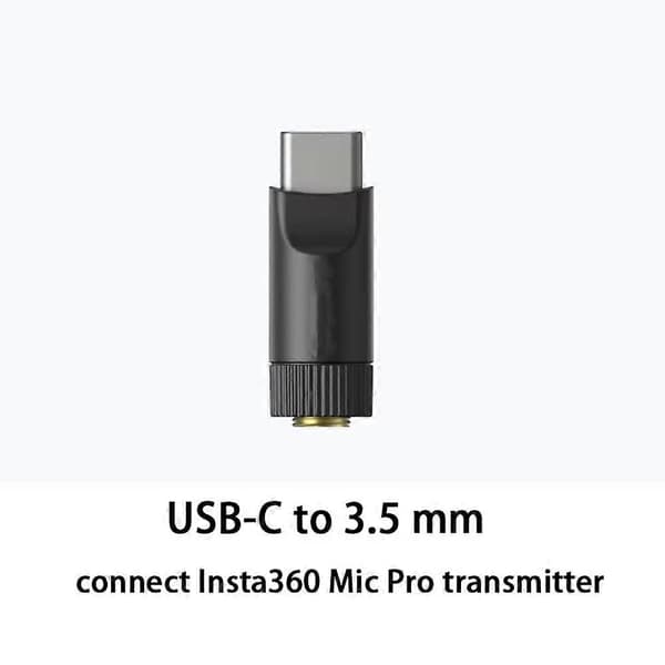 Til Insta360 Mic Pro USB-C til 3,5 mm Jack Adapter Clip-on Mikrofon Adapter Stik til Mic Pro Tilbehør Black