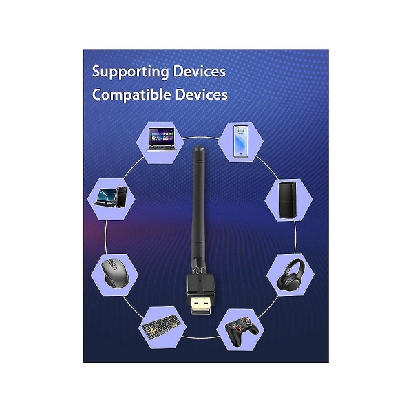 Usb Bluetooth 5.3 Adapter - 100m rækkevidde, ekstern antenne Black