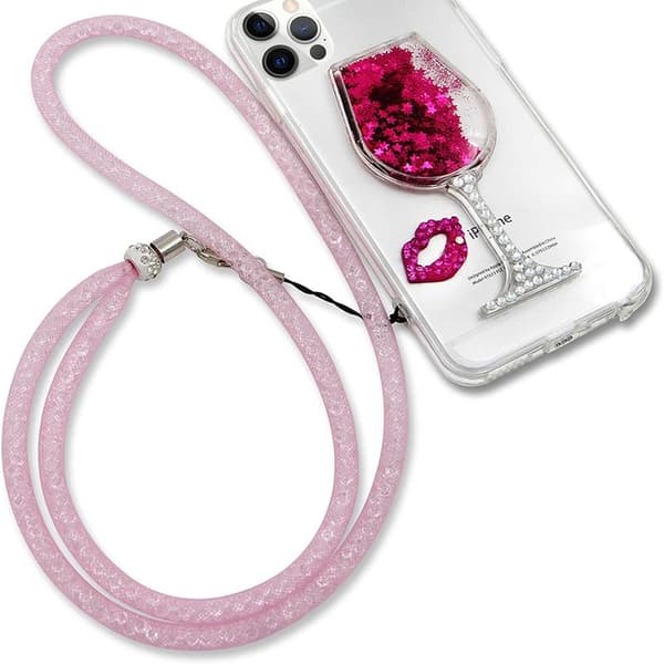 Flydende Glitter Etui til iPhone 16 Pro 6.3 \", 3D Vinglas Design Bling Diamant Glitrende Flydende Pailletter C