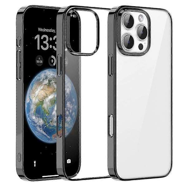 För iPhone 16 Pro Transparent Mobilskal PC+TPU Baksida Silver