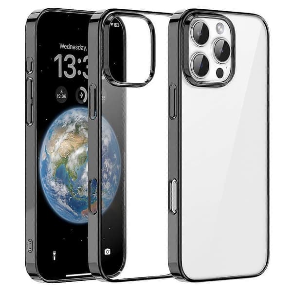 Klart telefondeksel for iPhone 16 Pro PC+TPU Mobil Bakside Deksel Silver