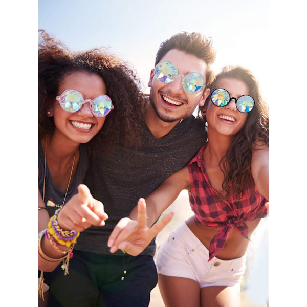 3 Par Kaleidoskop Rave Briller Festivaler Goggle Regnbue Solbriller Kaleidoskop Solbriller Prisma Refraksjon Briller