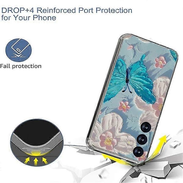 För Samsung Galaxy S25+(Plus) Mobilskal IMD Mönstertryck PC TPU Mobilskydd Blue Butterfly