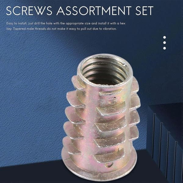 230-pack Skruvmuttrar /M5/M6/M8/M10 Zinklegering Hex Socket Mutter, gängad insats, träskruvmuttrar för