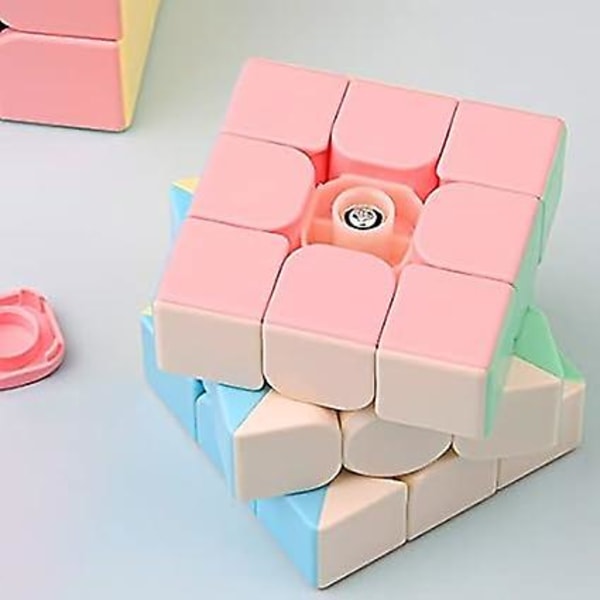 Macoron 3x3x3 Speed Cube, Pink Surface Professional Smooth Magic Cube, Stickerless Frosted Durable 3d Puzzle Toys