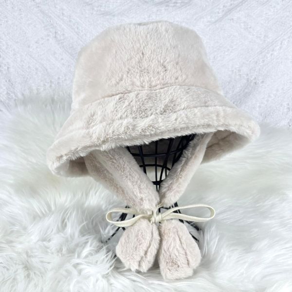 Fuzzy Bucket Hat för Kvinnor och Män - Luddig, Söt Bucket Hat för Vinter, Varm Plysch, Fiskehatt, Fluffig Sherpa, Rolig Hatt A-white