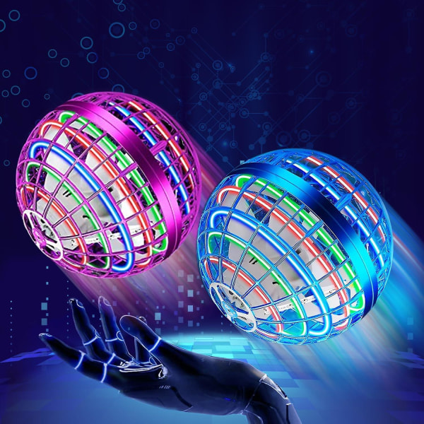 2-delad set flygande bollleksaker, flytande bollleksaker, flytande boll flygbollleksaker, magic flygande boll LED-lampor Infinite Swirl Dart Flying Ball Dron