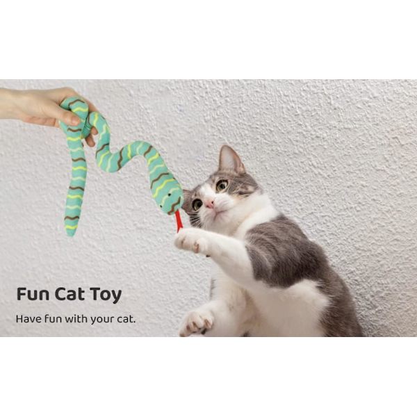Katt Catnip Ormleksaker för Inomhuskatter, Ormleksak 2-pack för Kattungelekar och Tandrengöring, Interaktiv Färgglad Simuleringsleksak Snake