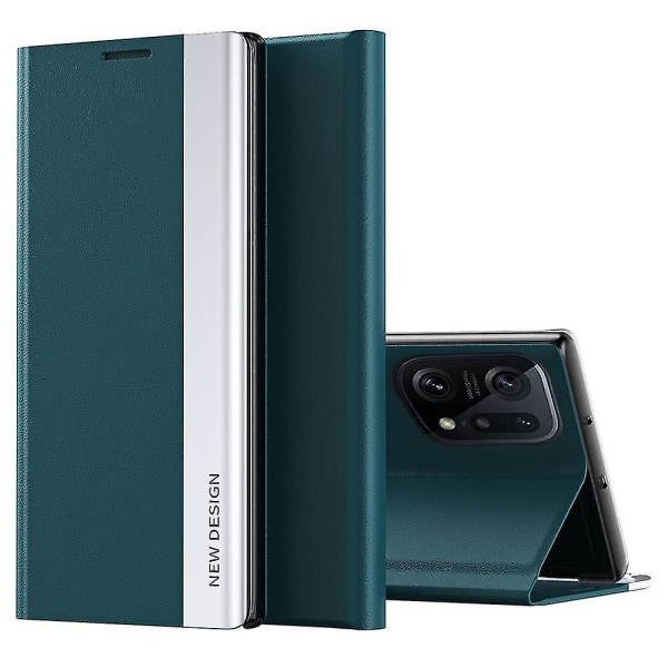 Til Oppo Find X5 Pro Galvanisering Pu Læder Taske Stand Telefon Cover - Sort Green