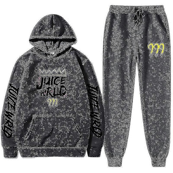 Ny Juice World Hoodie Suit Sweatshirt + Joggingbyxor Juice Wrld Trap Rap Rainbow Tomography Juice Wrld Dark gray 1 S