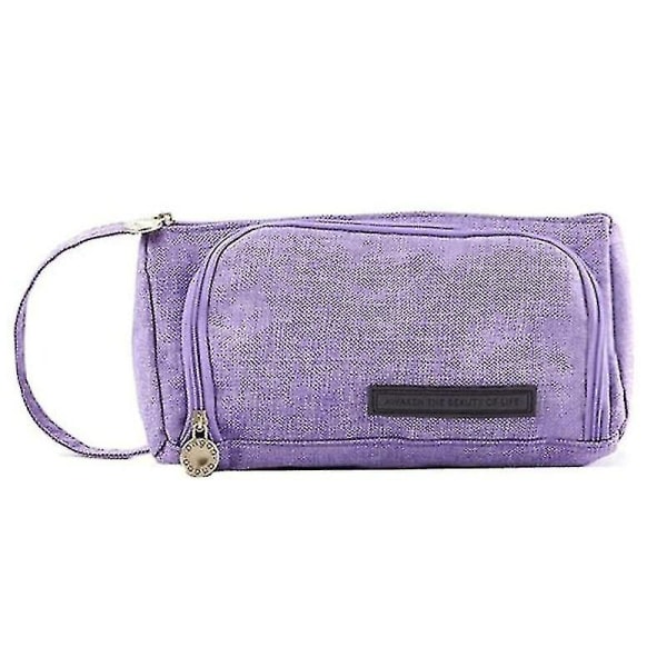 Student Pen Pencil Case School Stationery Cosmetic Bag Stor Kapasitet Purple