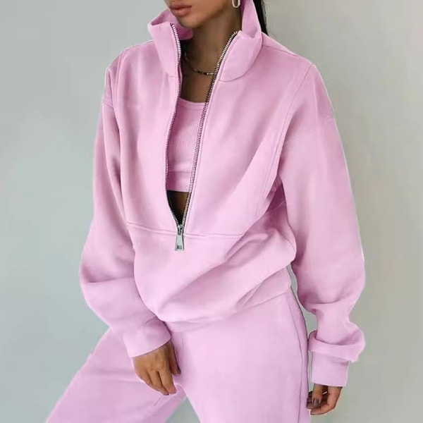 Muodin kuningatar hupullinen puolivetoketjullinen neliövetoketjullinen oversized-neule mukava syysvaate 2024 talvivaate (vaaleanpunainen-J) pink L