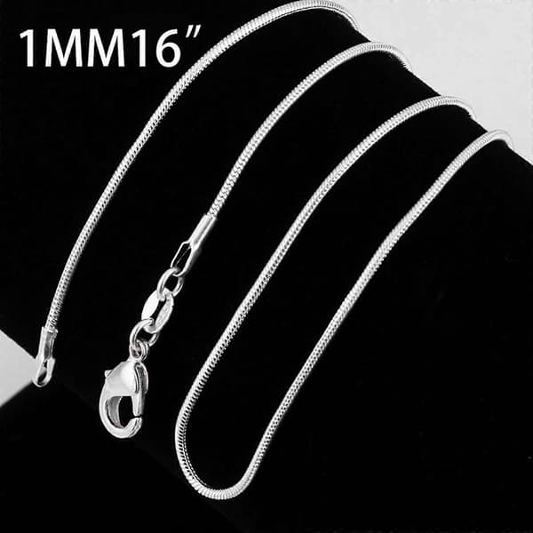 925 Sterling Massiv Sølv 1MM Kædehalskæde 16-28 Tommer