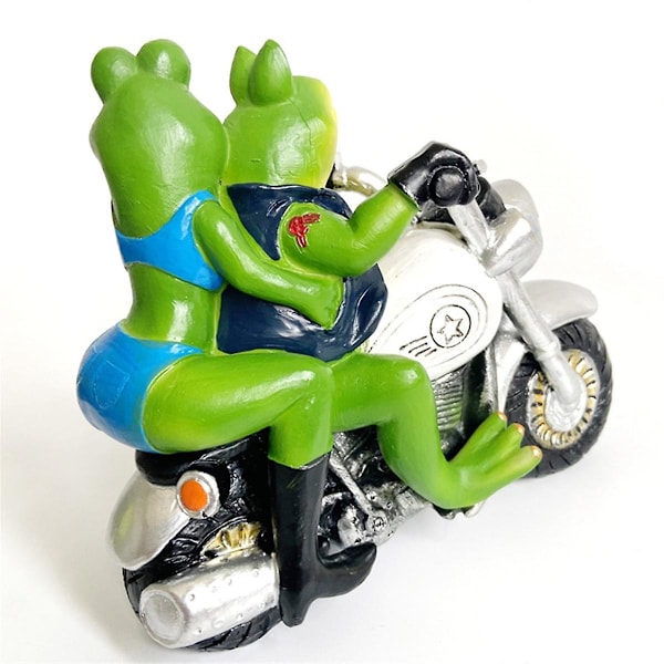 Groda Motorcykel Resin Groda Par Ridande På Motorcykel Figurer Groda Figur Dekor Resin Groda Gåvor Trädgård Groda Dekor