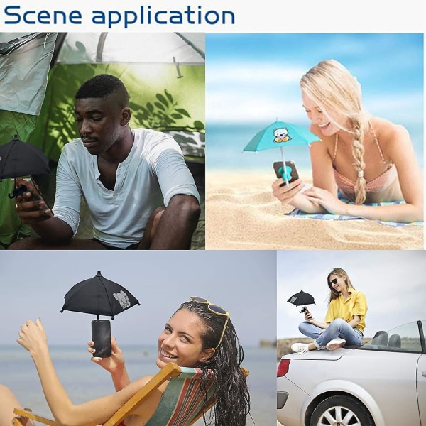 Mobiltelefon paraply solskydd, mini paraply för telefon med universal justerbar sugkoppsstativ, anti-bländning paraply för mobiltelefon utomhus