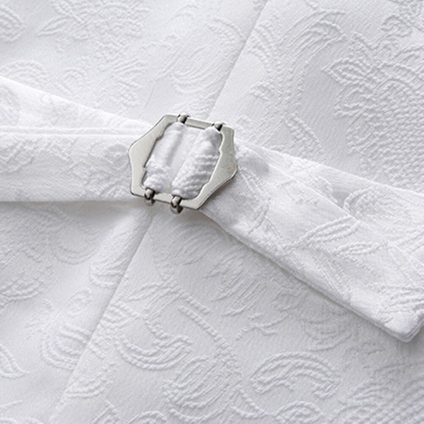 Sliktta Miesten 3-osainen Paisley-mekkoliivi ja set ja taskuneliö White M