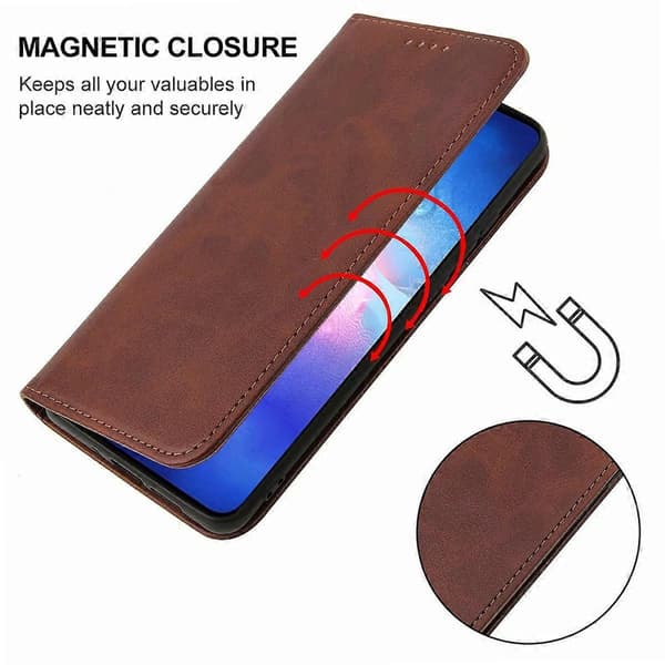 Magnetiskt läderfodral för OPPO Reno5 5G Brown