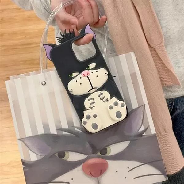 Ny Is Silikone Lucifer Kat Cover til iPhone 16pro Max, med Støtte