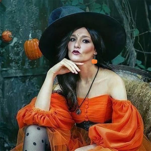 Græskarøreringe til kvinder og piger Søde håndlavede 3D små orange græskar Halloween hængende øreringe Thanksgiving efterårsgræskar