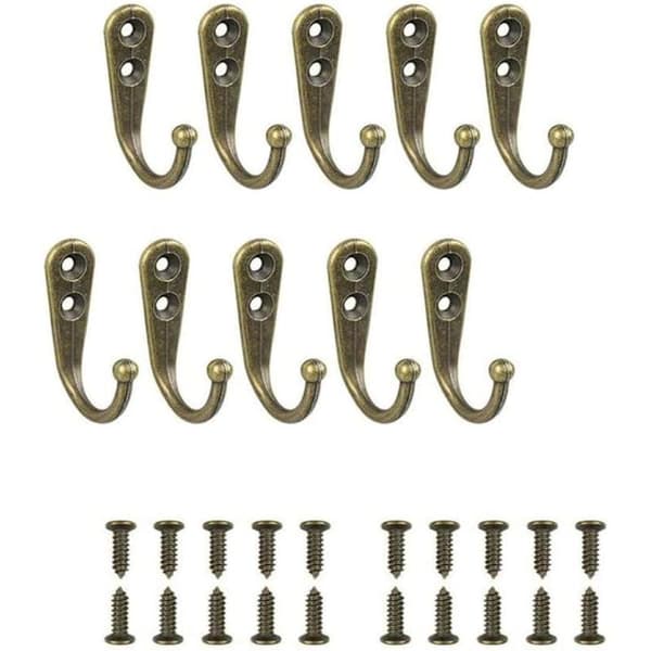 10 pcs single hooks bronze wall hooks coat rack bronze colored with mounting screws