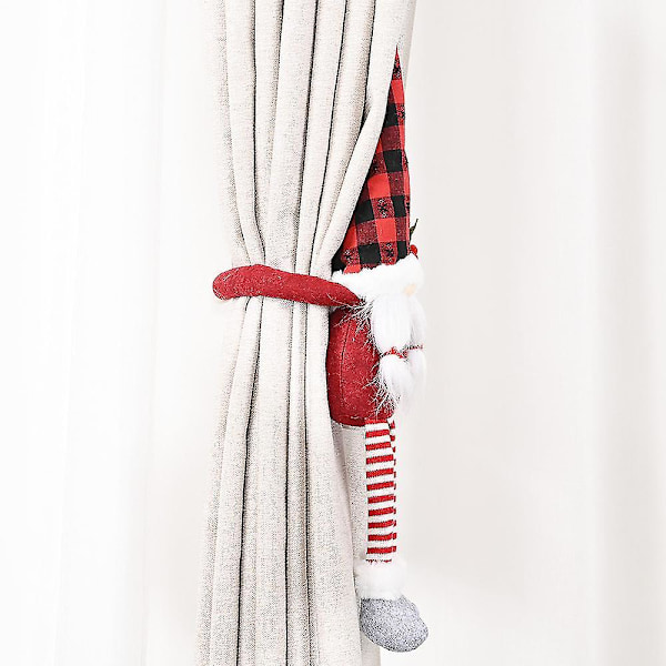 Jul Faceless Dock Curtain Buckle Tie Clip Holder Tieback Fönster Xmas Dekoration Red