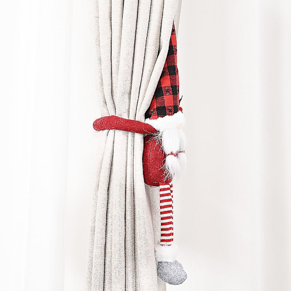 Jule Faceless Dukke Gardin Spenne Tie Klips Holder Tieback Vindu Xmas Dekorasjon Red