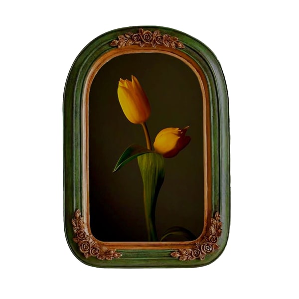 Ranskalainen vintage kuvakehys Kaiverrus kukka Tyylikäs viktoriaaninen hartsi, kirkas lasiseinäripustus Taidemaalaus Valokuvanäyttökehys Kodinsisustus Green