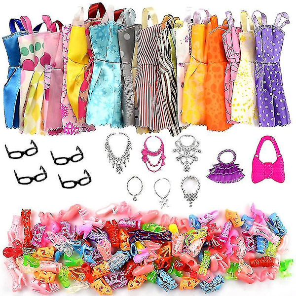 32-delad docktillbehörssats för Barbie-docka med kläder