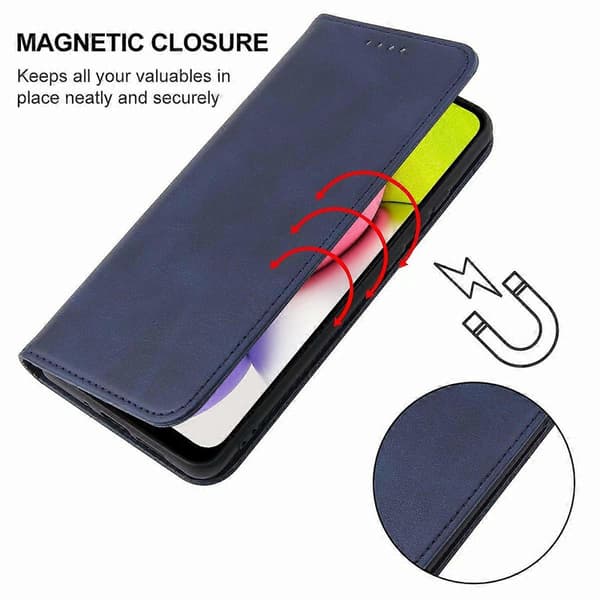 Magnetiskt läderfodral för Samsung Galaxy A03s 166mm Blue