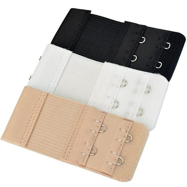 3 stk. Justerbar Dobbelkrok BH-forlenger - Hvit/Svart/Beige