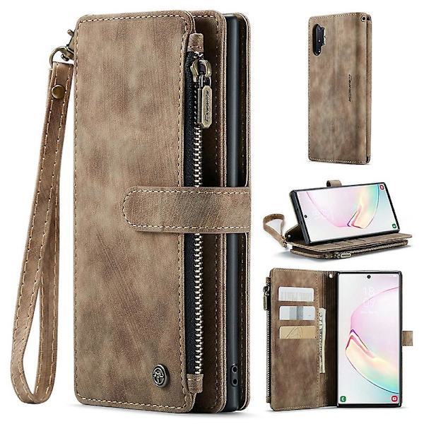 For Caseme Samsung Note10 Plus 4G/5G C30-serien Ny blixtlåsfodral i läder Röd Brown Samsung Galaxy Note 10 Plus 5G