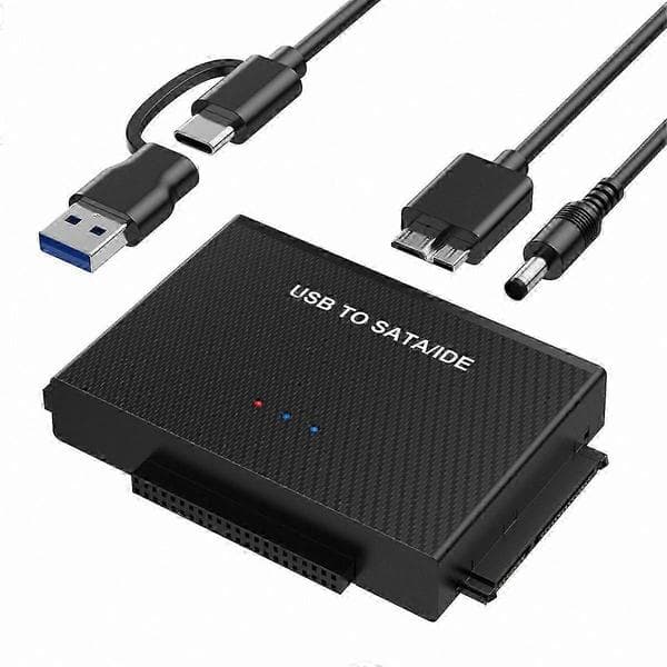 SATA IDE -kiintolevysovitin 2,5/3,5 tuuman asemille USB 3.0 -liitännällä Black
