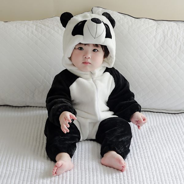 Söt djurdräkt för småbarn flicka pojke Halloween kostym Fuzzy varm höst vinter kläder Halloween presenter panda XL