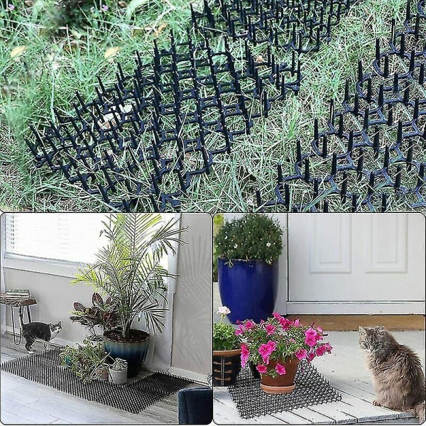 Utomhuskattavvisande matta - 6-pack kattavvisande matta med spikar, 48,5 X 13,5 cm, mesh för hundavvisande matta för trädgårdsstaket