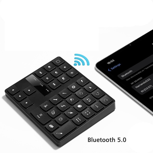 Bluetooth tegnetastatur, 35 taster genopladeligt trådløst tastatur til forplantning og korttegning