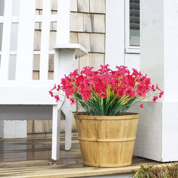 Kunstige violer blomster, 6 stk - 16*35 cm (Rosa Rød) af Fleu