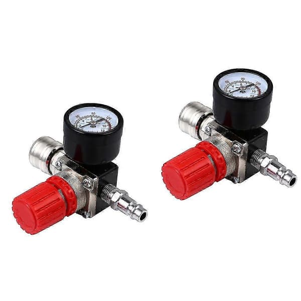 Trykkregulator med måler, justerbar luftkompressor trykkregulator i aluminium, 2-pakning