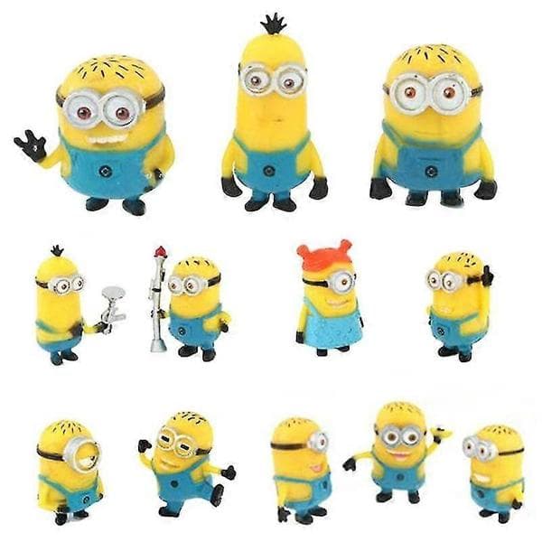 12 stk. sæt Weitengs Grusomme Mig Minions Rollefigur Display Legetøj PVC Gul