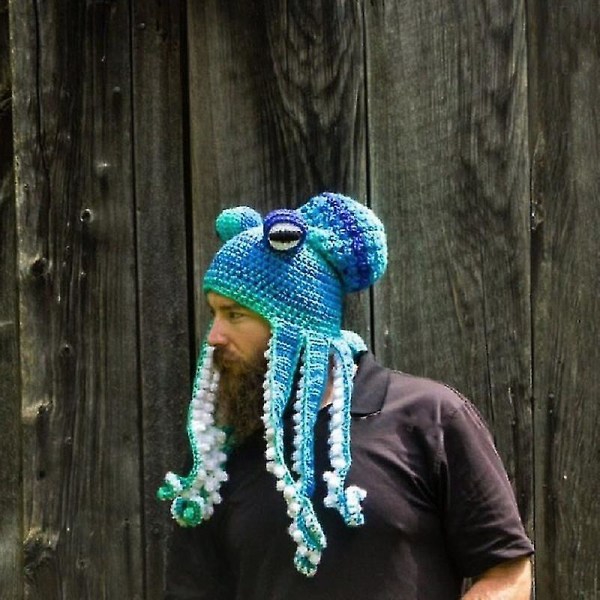 Octopus Hat Party Tricky Funny Octopus Head Cover Varm hæklet uldhat3