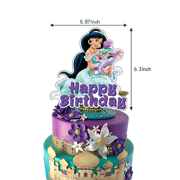 Prinsessan Jasmintema födelsedagsfestdekoration inkluderar banderoll, topper, ballonger, tårtcupcake toppers set för jasminälskare