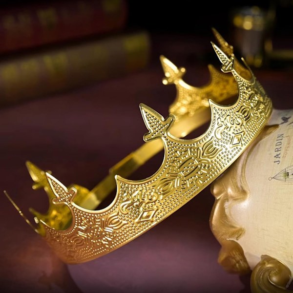 Metalliskt hårband för män Guld kronor för tema födelsedagsfest Kostymtillbehör