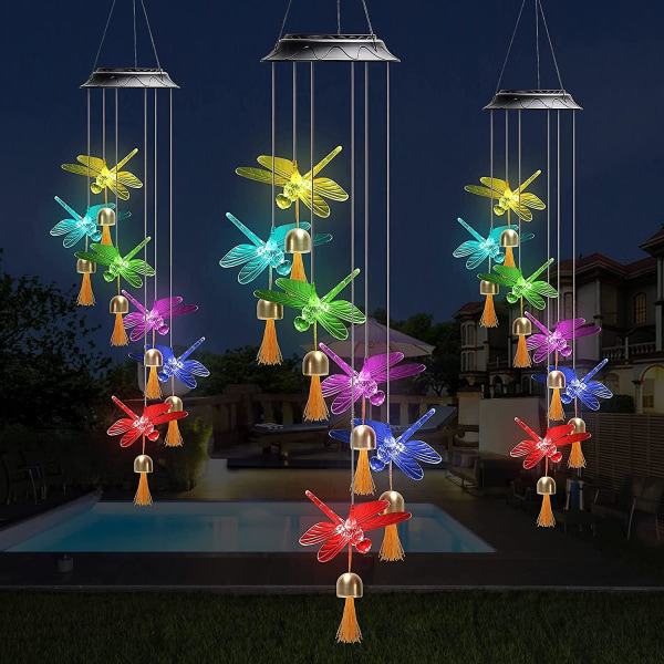 2023 Solar Butterfly Wind Chimes Ønskeklokker, 7 farveskiftende Solar Wind Chime Light, Solar Power